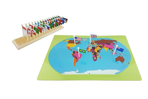 Carte du monde et drapeaux