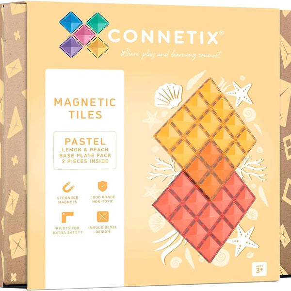 Connetix - Pastel Pack Bases Citron et Pêche 2 pc