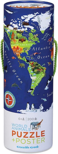 Crocodile Creek - Geography Puzzle 200 pc World Animals