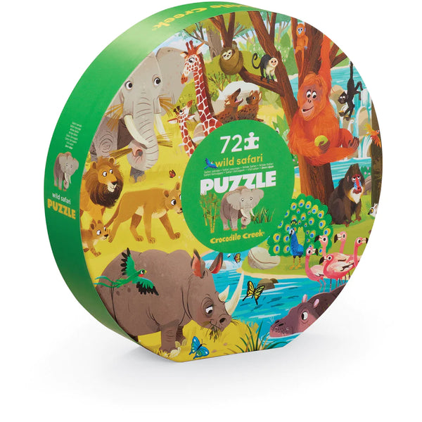Crocodile Creek - Round Box Puzzle 72 pc Wild Safari