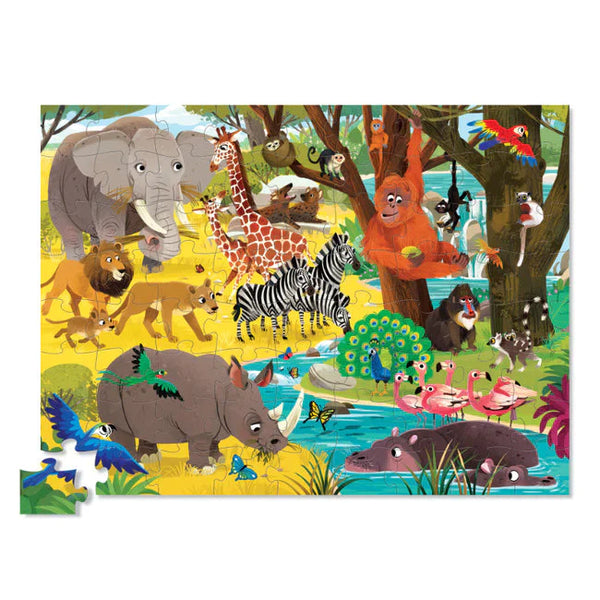 Crocodile Creek - Round Box Puzzle 72 pc Wild Safari