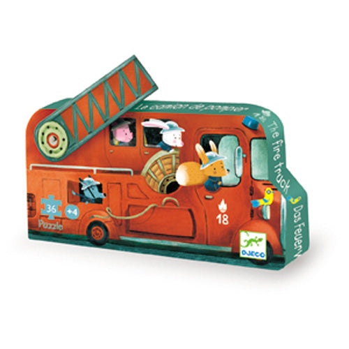 Djeco - Puzzle silhouette 16 pcs Le camion de pompier