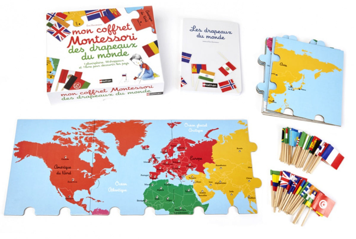 Nathan - Mon coffret Montessori Drapeaux du monde