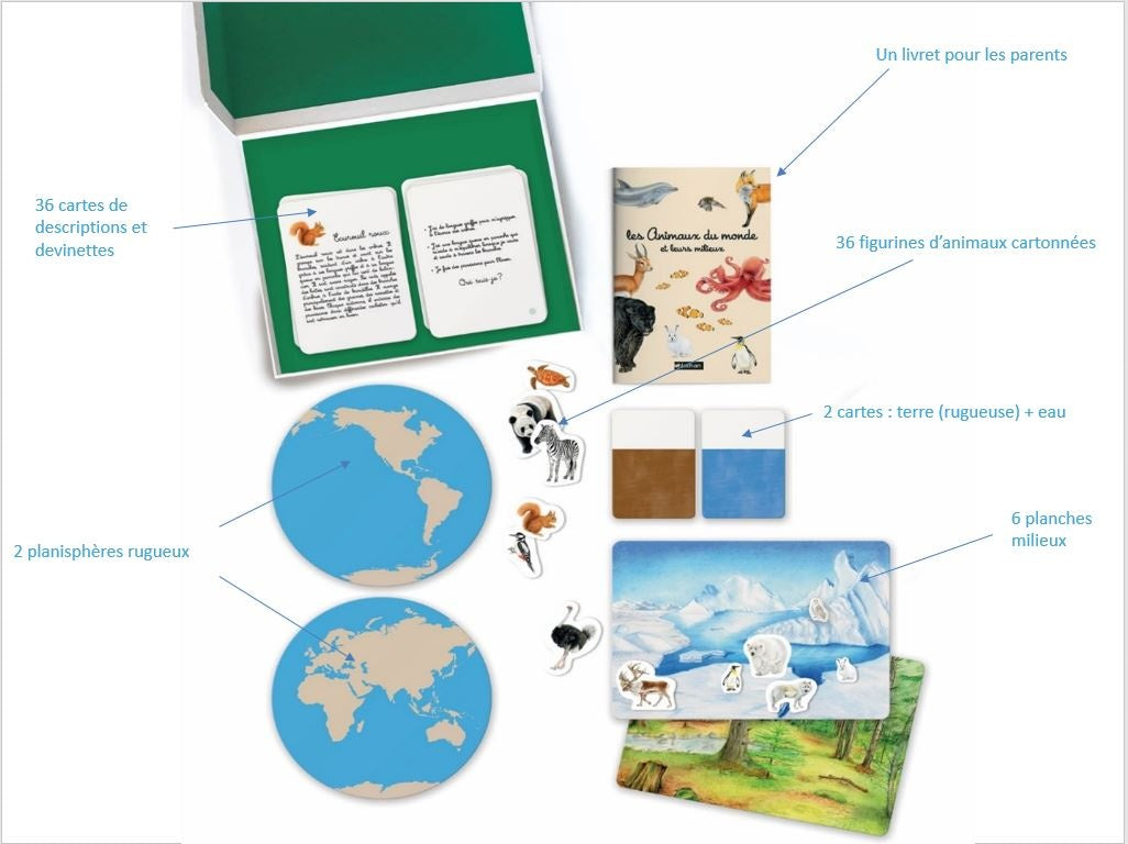 Nathan - Mon coffret Montessori Les animaux du monde et leurs milieux