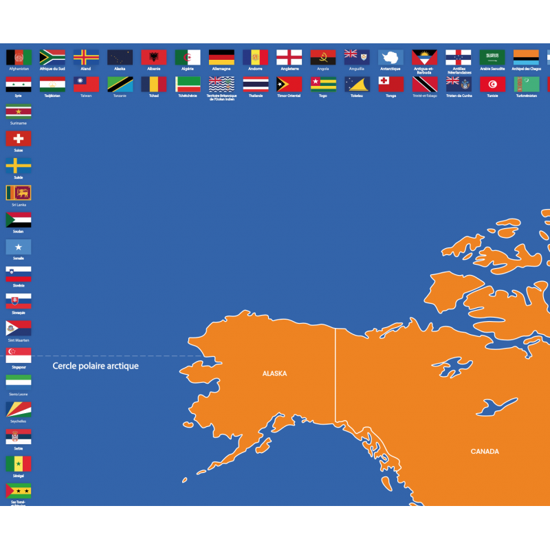 Yahil éditions - Planisphère Montessori Pays & Drapeaux XXL
