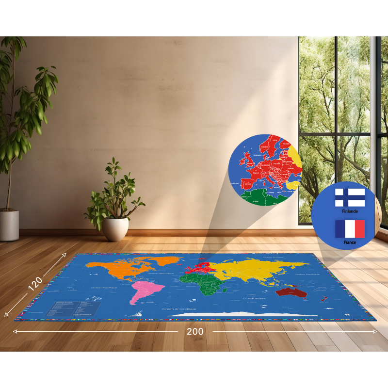 Yahil éditions - Planisphère Montessori Pays & Drapeaux XXL